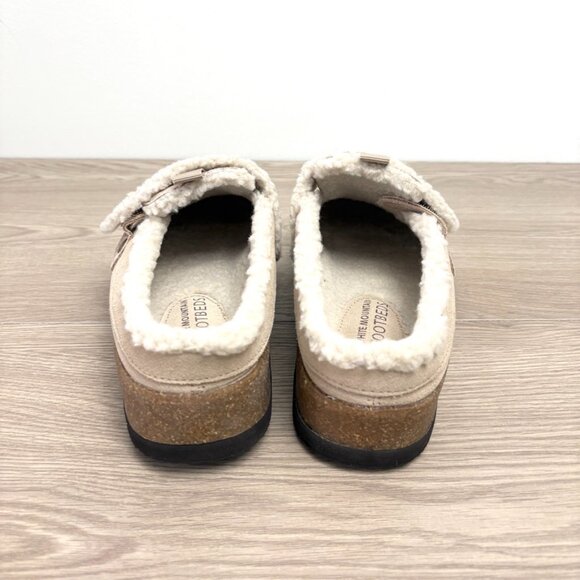 White Mountain Baylen Suede Upper Faux Shearling Trim Clog Sz 7M - Picture 7 of 9